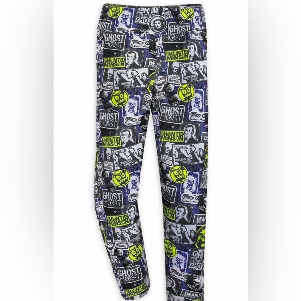 Disney Graphic Leggings in Black, White, and Neon Green XL